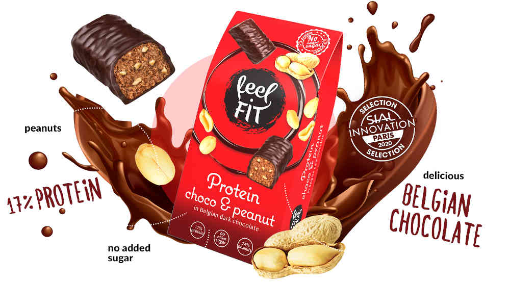 feelfit protein choco&peanuts pralines banner